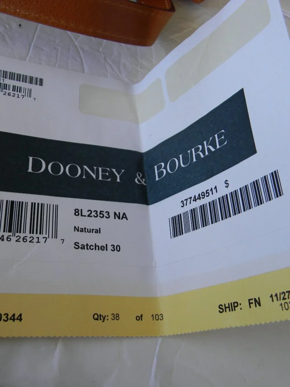 NWT DOONEY & BOURKE FLORENTINE LEATHER NATURAL TAN LEATHER SATCHEL 30 CROSSBODY